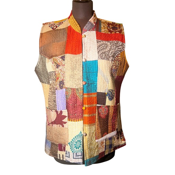 Unbranded Jackets & Blazers - Bohemian Kantha Patchwork Quilted Vest‎ in Multicolor, Women's Size Large